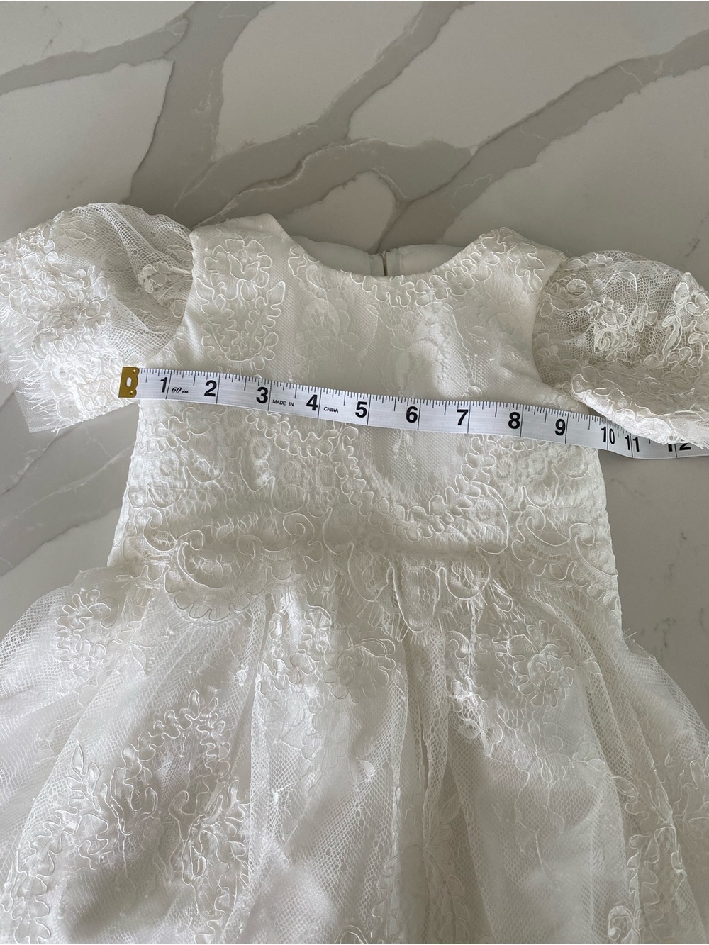 White Lace Infant Dress and Bonnet Set - Classic Baptism Attire - Picture 7 of 16